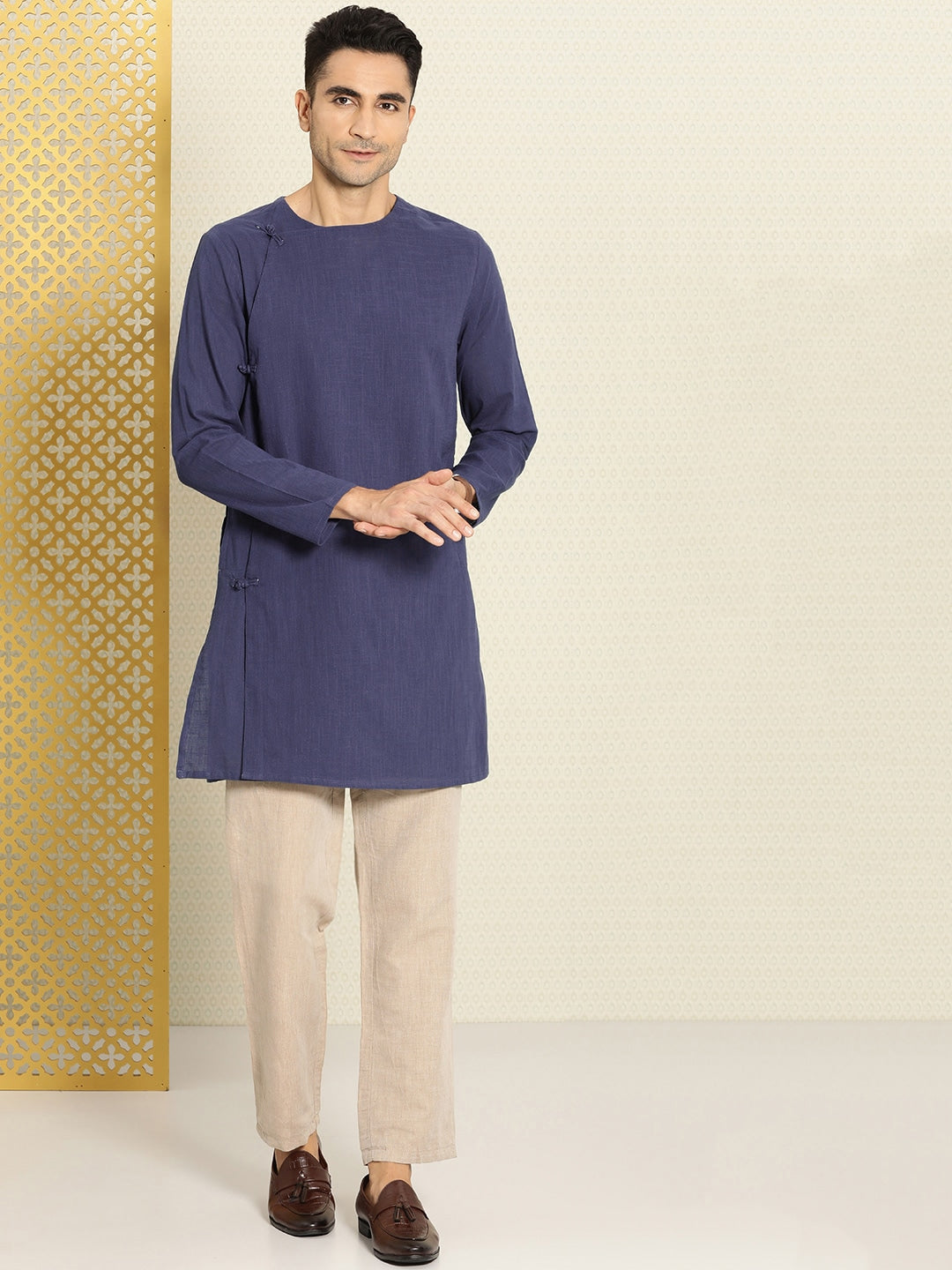 House of Pataudi Rozana Pure Cotton Angrakha Kurta - Distacart