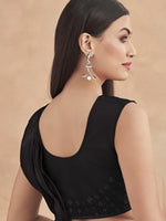 Thumbnail for Mitera Black Self Design Satin Lehenga Saree - Distacart