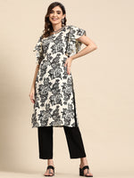 Thumbnail for Sangria Floral Print Flutter Sleeves Kurta - Distacart