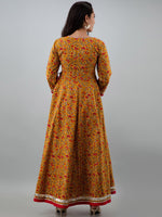 Thumbnail for Kalini Women Mustard Yellow & Red Ethnic Motifs Printed Angrakha Anarkali Kurta - Distacart