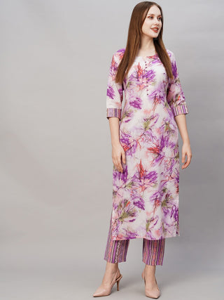 Kalini Floral Printed Regular Kurta With Trousers - Distacart