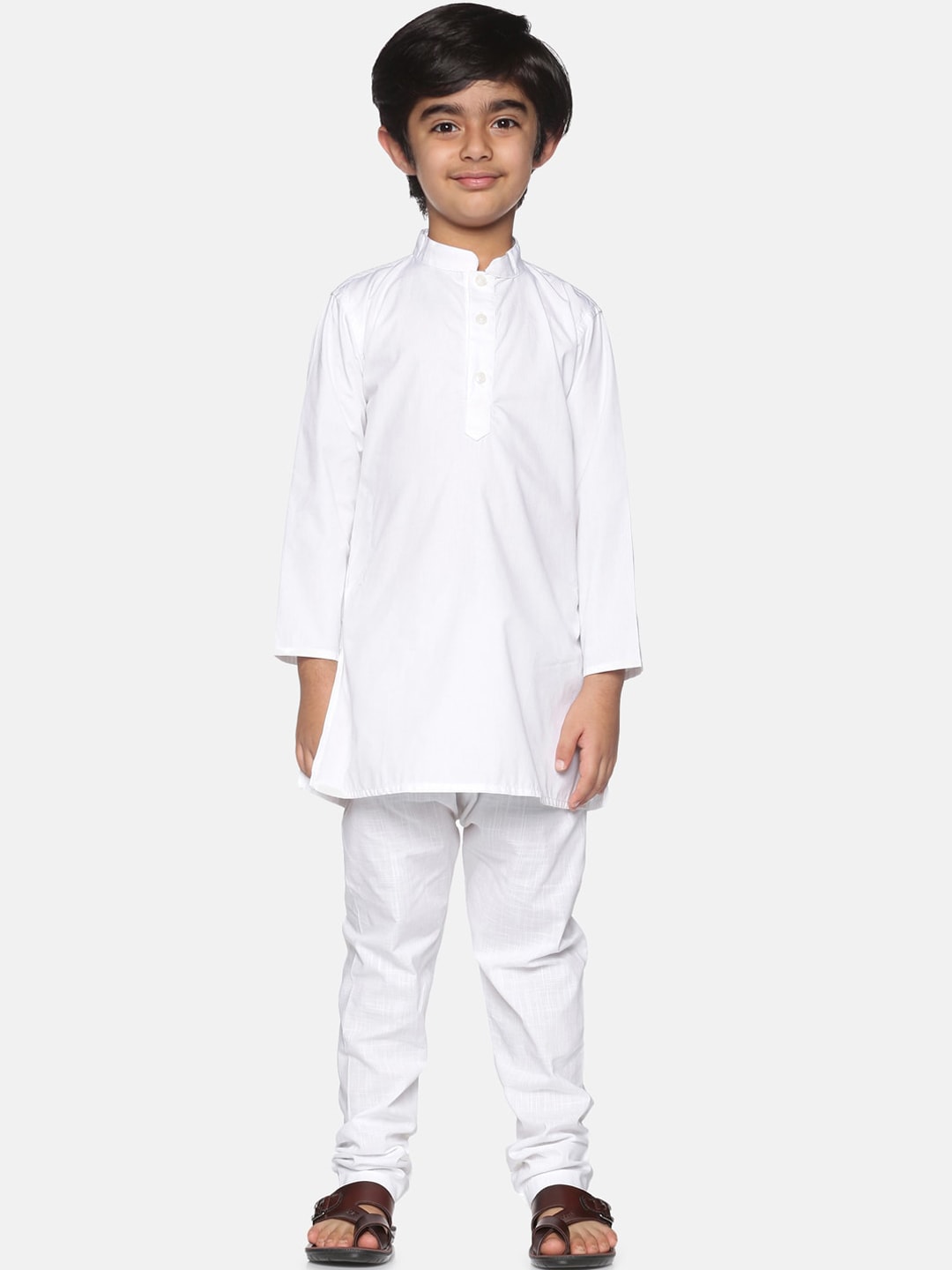 Sethukrishna Boys White Pure Cotton Kurta with Churidar - Distacart