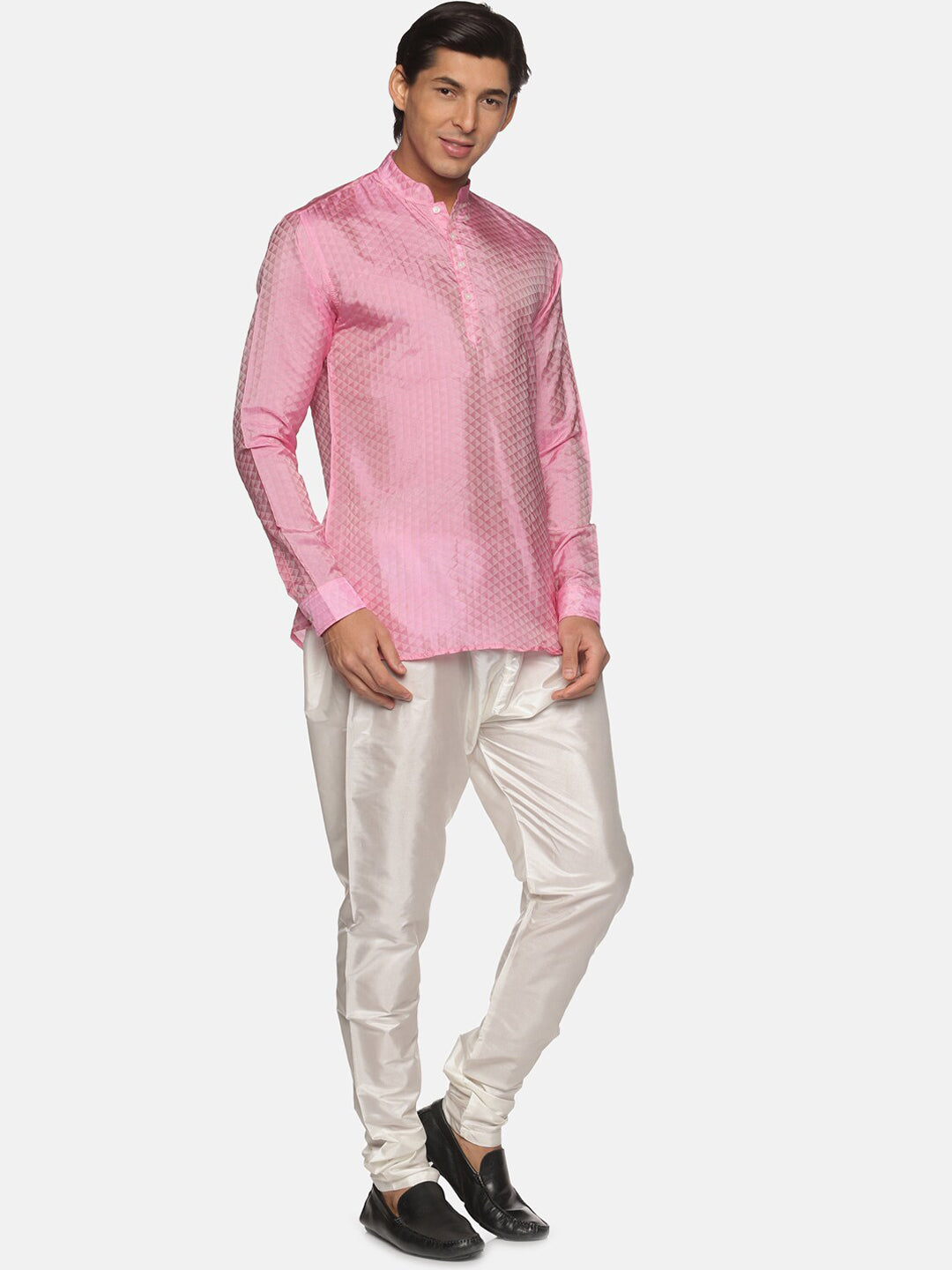 Sethukrishna Men Pink Angrakha Kurta with Pyjamas - Distacart