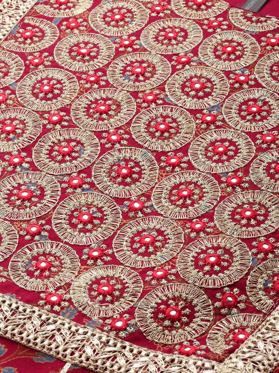 HERE&NOW Women Embroidered Gotta Patti Pure Cotton Kurta With Sharara With Dupatta - Distacart