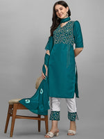 Thumbnail for Kalini Women Embroidered Mirror Work Kurta with Trousers & With Dupatta - Distacart