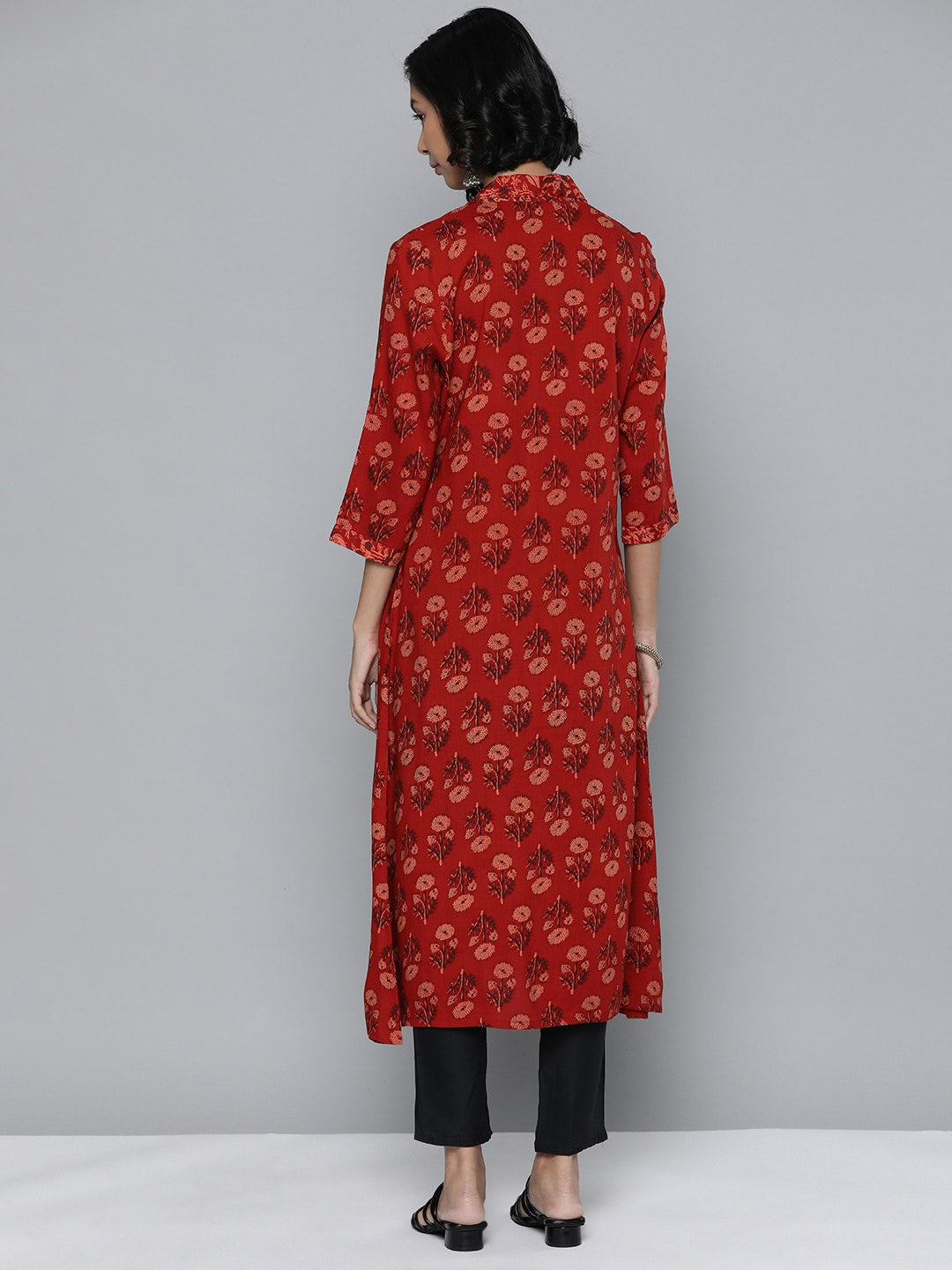 HERE&NOW Ethnic Motifs Printed A-Line Kurta - Distacart