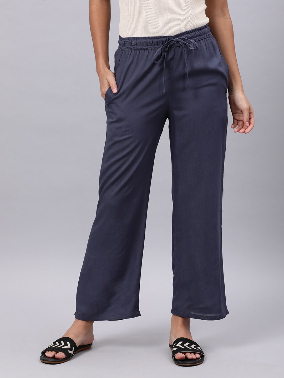 Souchii Grey Liva Ethnic Palazzos - Distacart