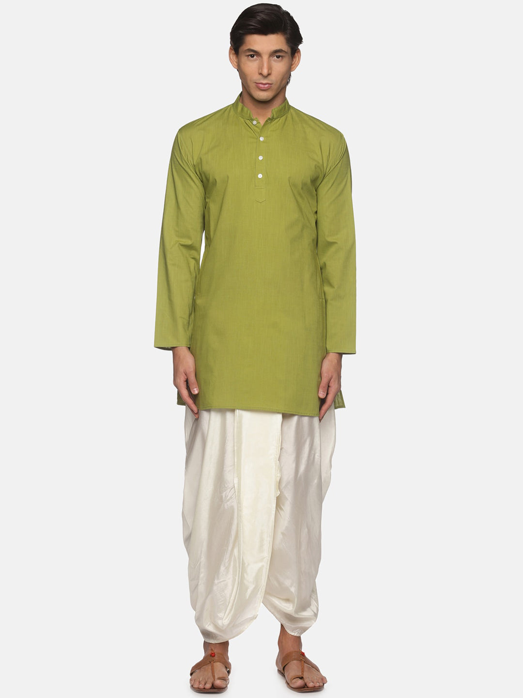 Sethukrishna Men Green Pure Cotton Kurta with Dhoti Pants - Distacart