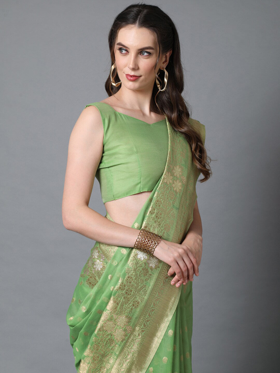 Mitera Green Silk Blend Ethnic Motifs Woven Designed Banarasi Saree - Distacart