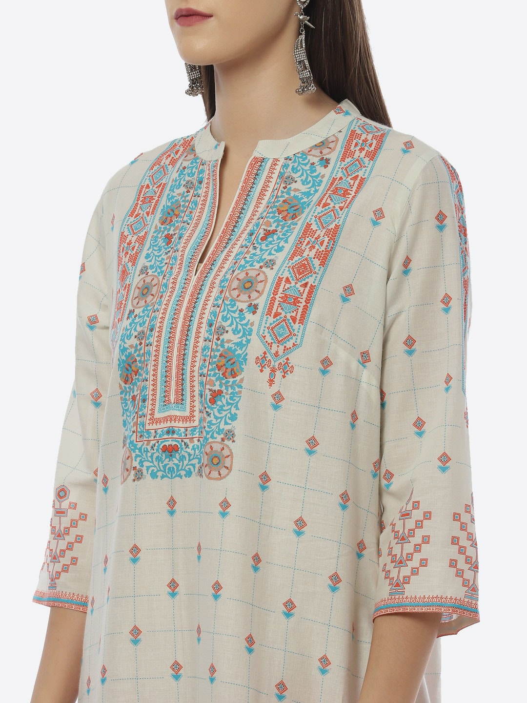Biba Women Beige Ethnic Printed Regular Kurta - Distacart