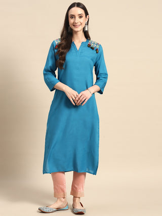 Sangria Women Tassel Detail Straight Kurta with Pocket - Distacart