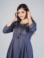 Thumbnail for Kalini Women Blue Thread Work Anarkali Kurta - Distacart