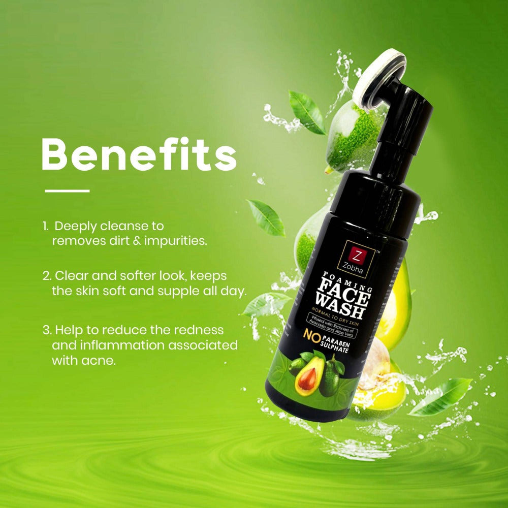 Zobha Foaming Face Wash - Avocado and Aloe Vera Benefits