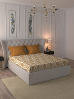 Thumbnail for MYTRIDENT Celebration Cream-Coloured Ethnic Cotton 144 TC Queen Bedsheet & 2 Pillow Covers - Distacart