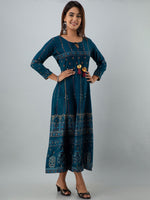 Thumbnail for Kalini Women Teal Ethnic Motifs Printed Anarkali Kurta - Distacart