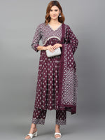 Thumbnail for Kalini Printed Gotta Patti Empire Pure Cotton Kurta with Palazzos & With Dupatta - Distacart