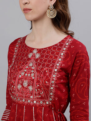 Ishin Women Red Embellished Anarkali Kurta - Distacart