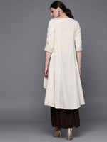 Thumbnail for Biba Women Off-White Embroidered Yoke Design A-Line Kurta - Distacart