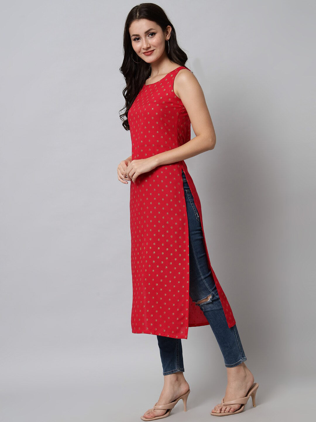 Kalini Women Pink Geometric Printed Kurta - Distacart