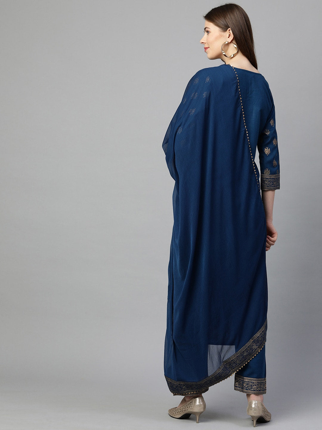 Kalini Printed Gotta Patti Kurta with Trousers & With Dupatta - Distacart