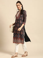 Thumbnail for Sangria Women Black Ethnic Motifs Printed Kurta - Distacart