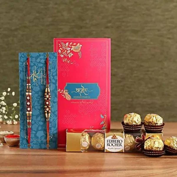 2 Stone Work Rakhis and Ferrero Rocher Box