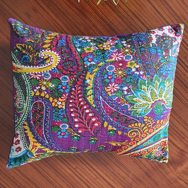 The Decor Nook Purple Base With Multicolour Flowers Print Cushion Cover - Distacart