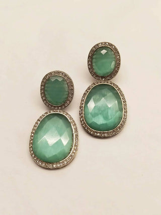 Smart Dangler Earringss With Rhino Stone Border Mint Green Earrings For Women and Girls By House of Ree - Distacart