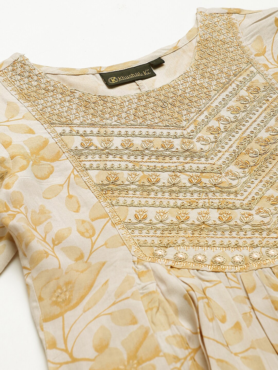 Khushal K Ethnic Motifs Printed Thread & Mirror Work Kurta with Trousers & Dupatta - Distacart