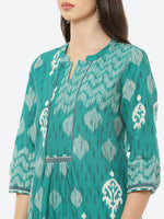 Thumbnail for Biba Women Green Ethnic Motifs Printed Cotton Kurta - Distacart