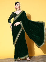 Thumbnail for Mitera Solid Saree with Embroidered border - Distacart