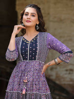 Thumbnail for Juniper Women's Lavender Printed Tiered Dress - Distacart
