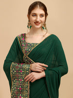 Thumbnail for Sangria Green Woven Design Saree - Distacart