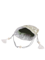 Thumbnail for Masq Green & White Embellished Embroidered Potli Clutch - Distacart