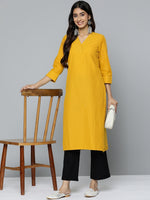 Thumbnail for HERE&NOW Women Geometric Embroidered Kurta - Distacart