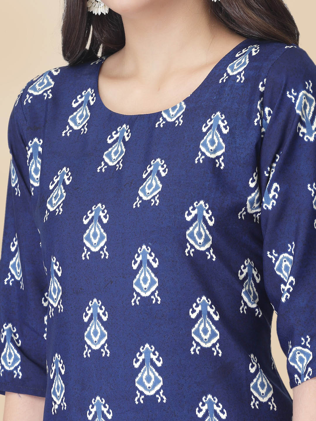 Kalini Ethnic Motifs Printed Round Neck Kurta with Trousers - Distacart