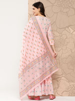 Thumbnail for Kalini Floral Printed Gotta Patti Pure Cotton Kurta with Sharara & Dupatta - Distacart