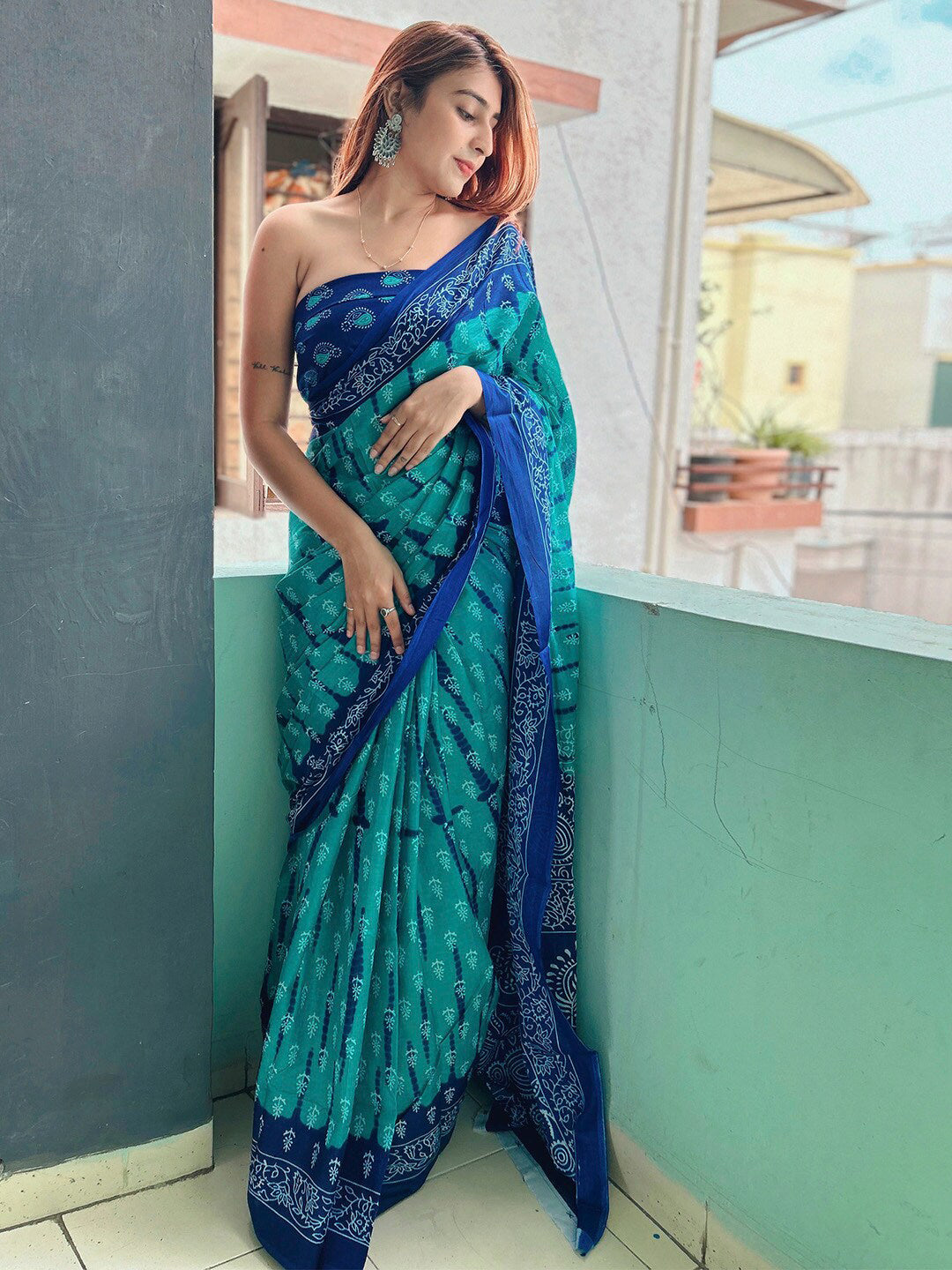 Kalini Ethnic Motifs Printed Pure Cotton Bagh Saree - Distacart
