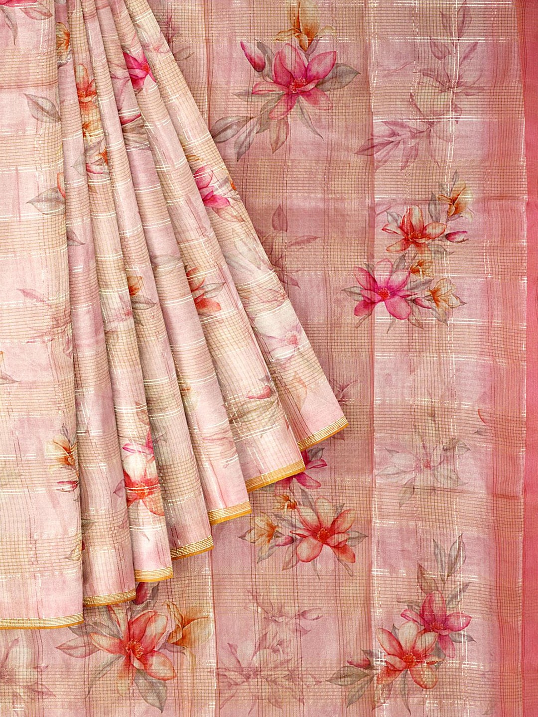 Kalamandir Floral Printed Zari Jute Cotton Saree - Distacart