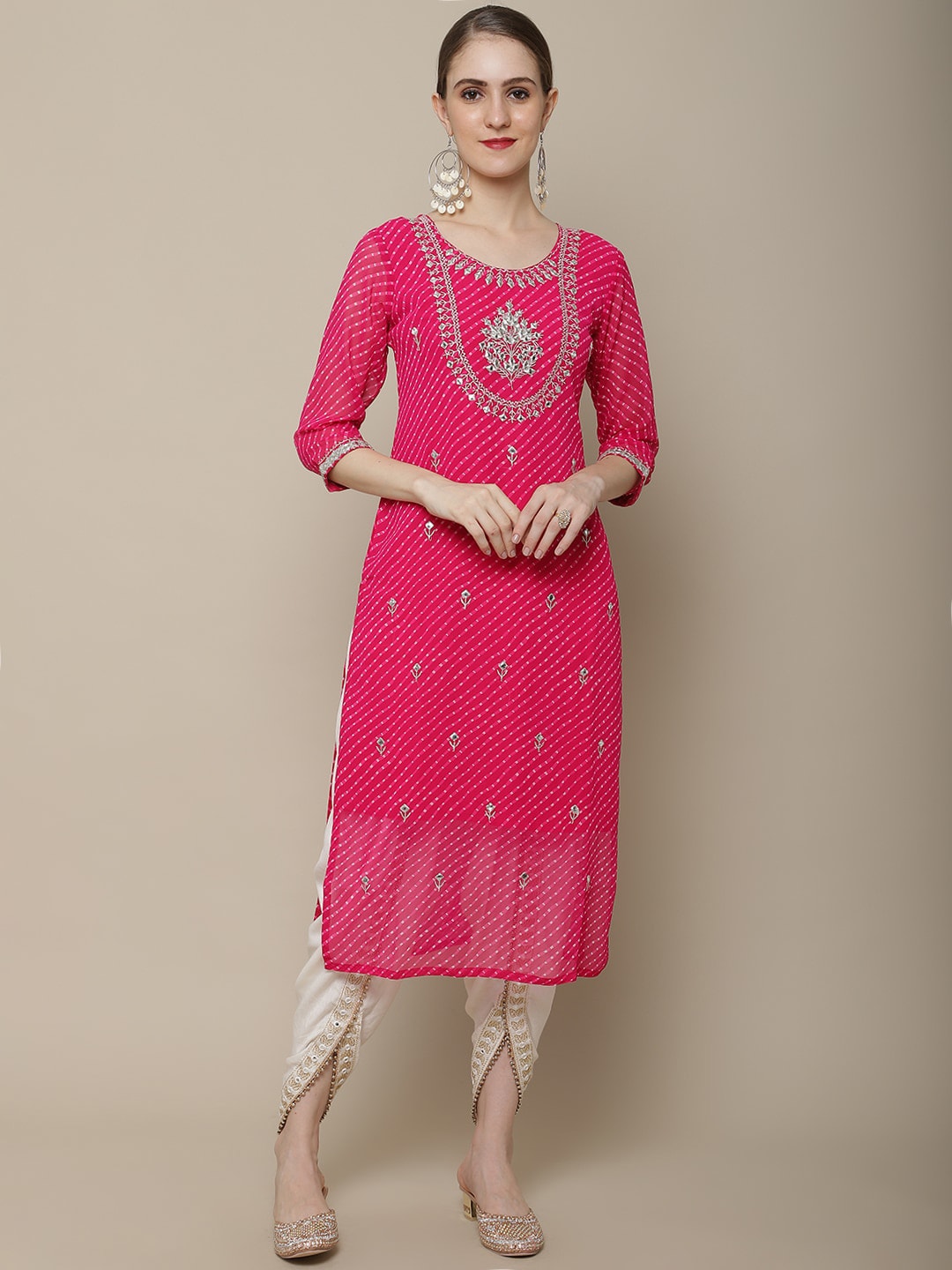 Sangria Women Ethnic Motifs Embroidered Floral Georgette Kurta - Distacart