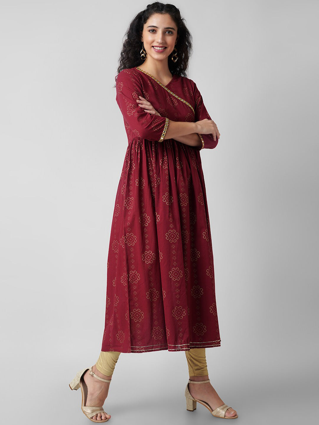 Kalini Women Maroon Ethnic Motifs Angrakha Anarkali Kurta - Distacart