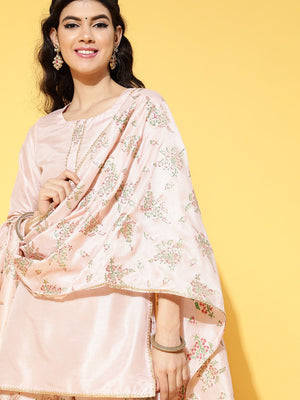 Libas Pink Solid Kurti With Sharara & Dupatta - Distacart