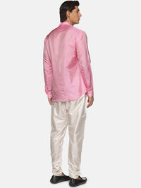 Thumbnail for Sethukrishna Men Pink Angrakha Kurta with Pyjamas - Distacart