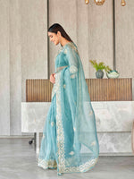 Thumbnail for Tikhi Imli Floral Gotta Patti Organza Heavy Work Saree - Distacart