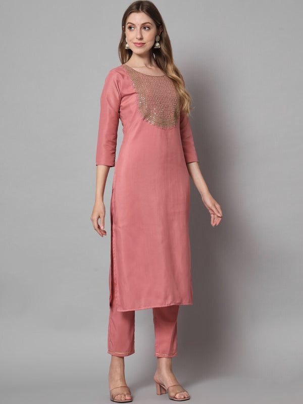 Kalini Ethnic Motifs Yoke Design Thread Work Kurta with Trousers & With Dupatta - Distacart