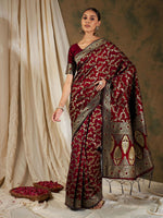 Thumbnail for Sangria Woven Design Zari Kanjeevaram Saree - Distacart