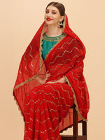 Thumbnail for Sangria Red Embellished Sequinned Pure Georgette Saree - Distacart