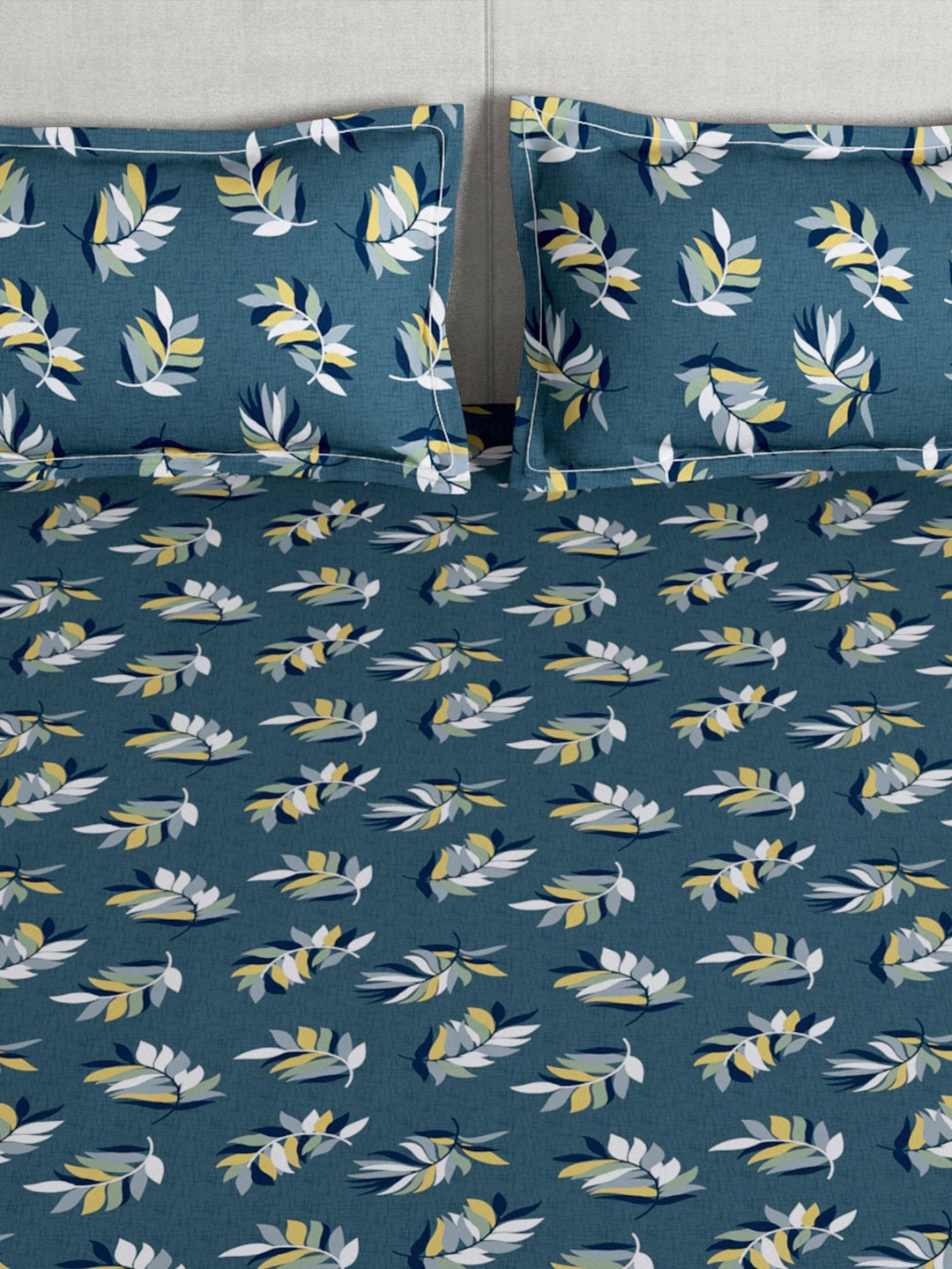 Story@home Arena Grey & Yellow Floral Printed 180 TC Queen Bedsheet & 2 Pillow Covers - Distacart
