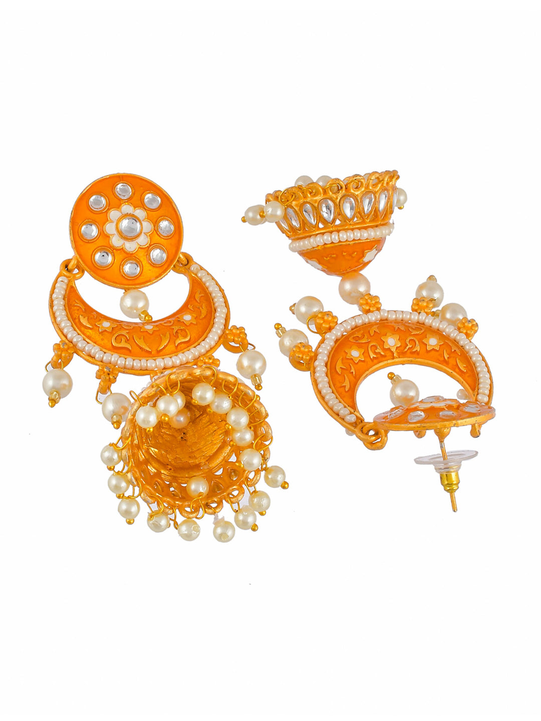 Shoshaa Orange Dome Shaped Jhumkas Earrings - Distacart