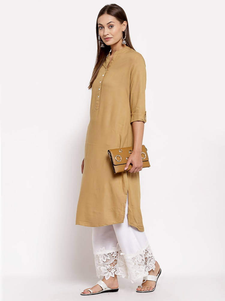 Myshka Women's White Cotton Solid Casual Trouser